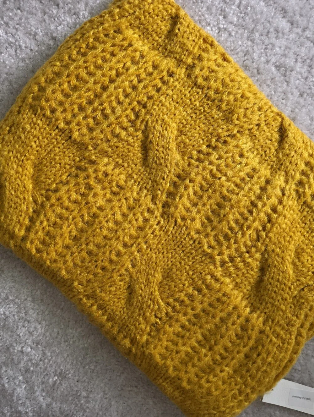 Mustard Cable Knit Infinity Scarf